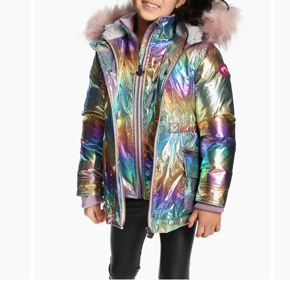 Appaman Rainbow Ombre Middie Puffer Girls Coat - Picture 2 of 11